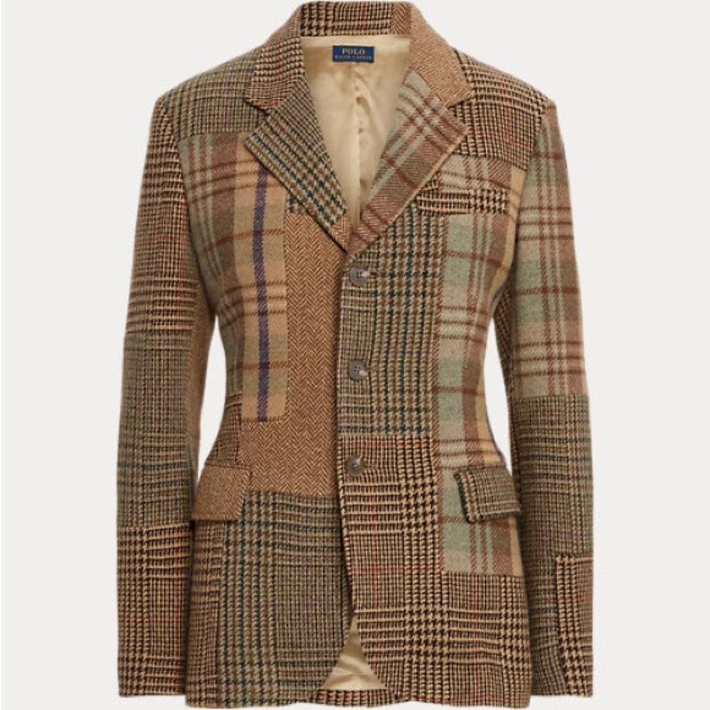 Ralph Lauren Patchwork Tweed Womens Blazer Size 4